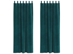 Conjunto 2 Cortinas Opacas Vidaxl Verde Veludo (140 X 260 Cm)