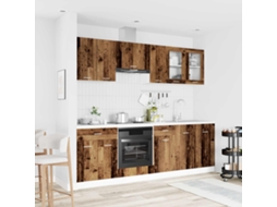 Vidaxl Unidade De Cozinha Lyon 8 Pcs Madeira Processada