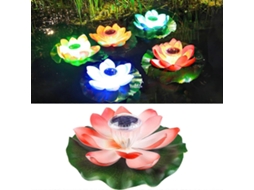 Luminária solar flutuante em formato de lótus rosa com LED AQUAFORGE