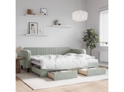 Cama De Solteiro | Camas Para Quarto | Sofá-cama C/ Gavetão E Gavetas 90x200 Cm Veludo Cinzento-claro
