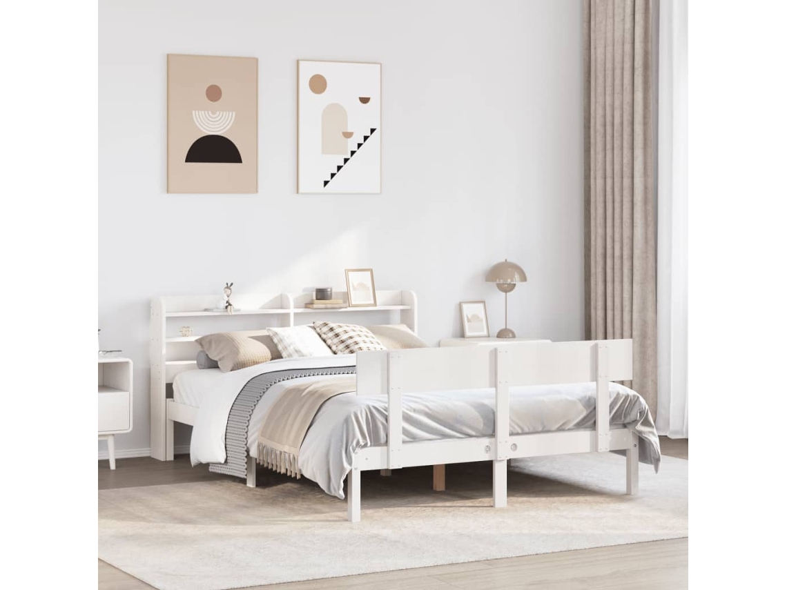 Cama Sem Colchão 120x190 Cm Madeira De Pinho Maciça Branco