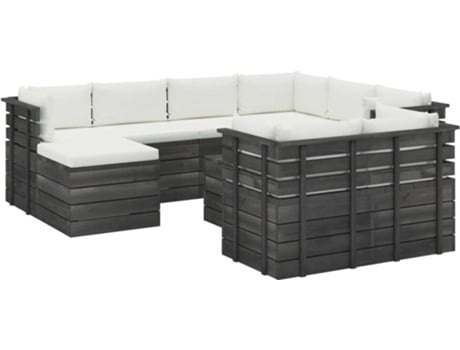 Conjunto de Jardim  Lounge (Bege - Madeira - 60x65x71.5 cm - 10 Peças)