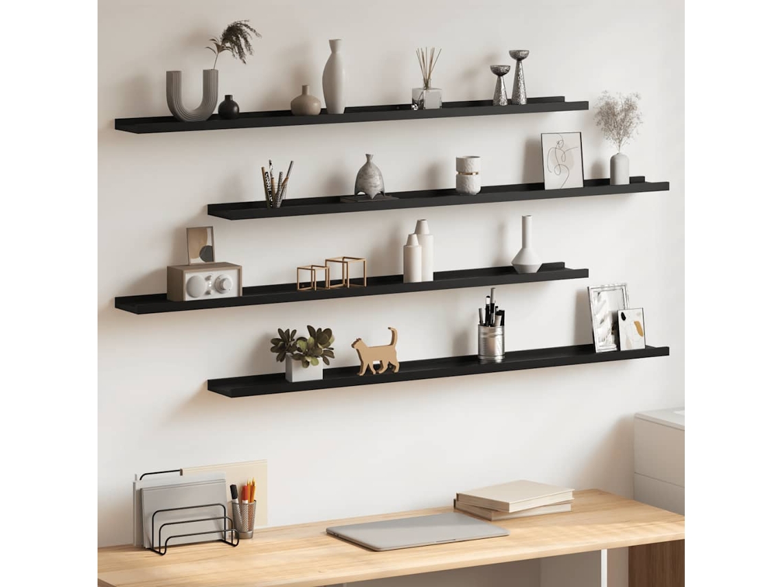 Vidaxl Prateleiras De Parede 4 Pcs 115x9x3 Cm Preto