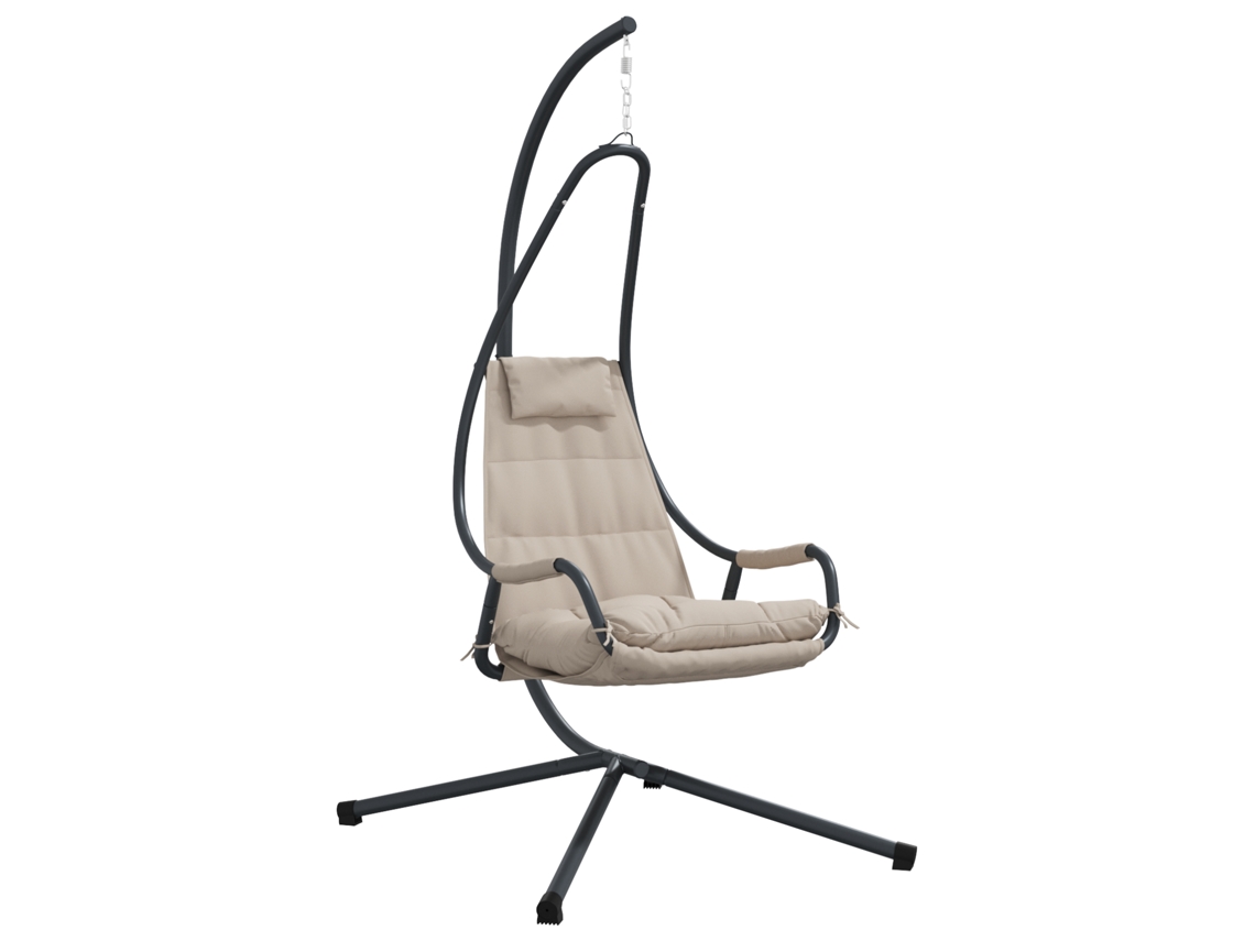 Cadeira Suspensa Com Suporte E Almofada Taupe Aço Vidaxl Marrom Acinzentado Aço