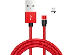 Cabo  Magnético (microusb - 1 M - Vermelho)*