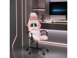 Vidaxl Cadeira Gaming Giratória Couro Artificial Branco E Rosa