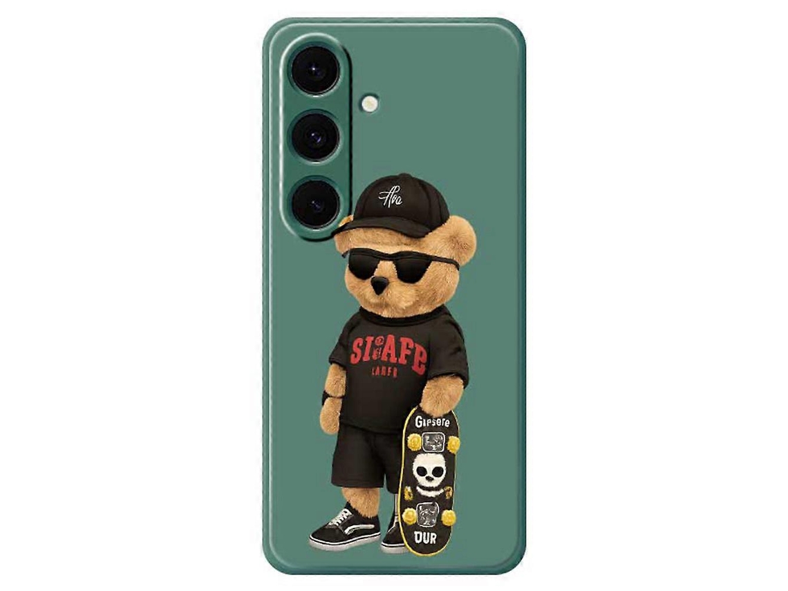 Capa Tkdaddy Para Samsung Galaxy S25 Com Estampa De Urso, Borda Reta, Tpu, Capa Traseira, Verde
