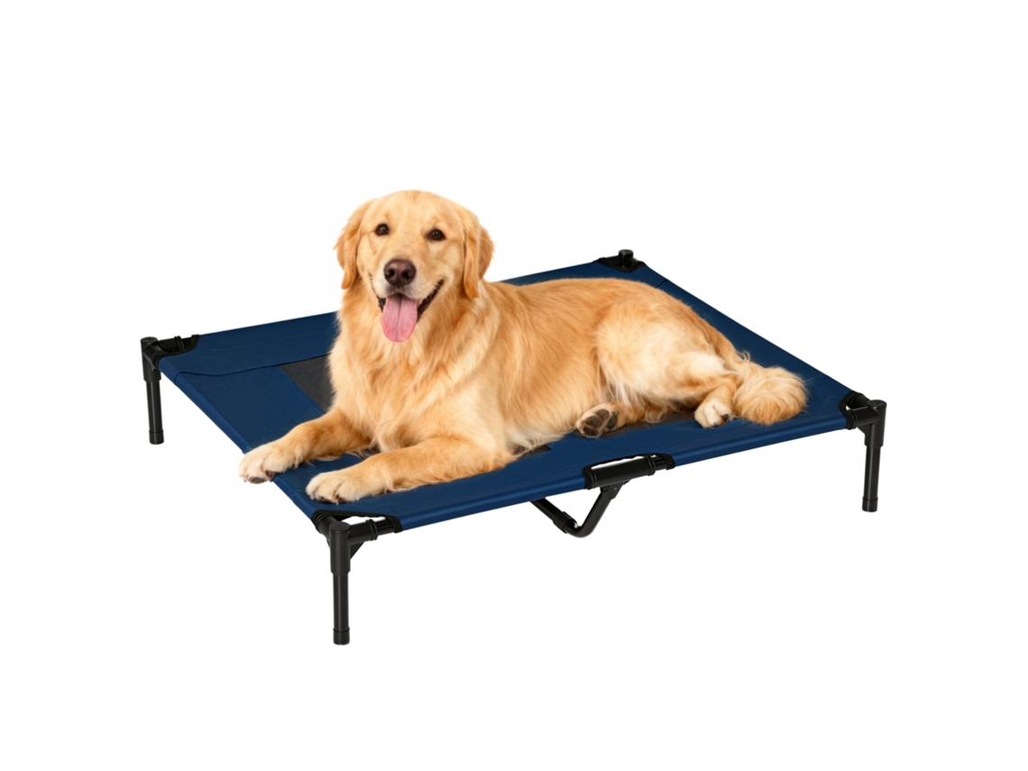 Cama Elevada E Gatos, Cama Portátil Com Área De Malha Respirável E Tecido Oxford Para Uso Interno E Externo, 91,5 X 76,2 X 18 Cm, Azul