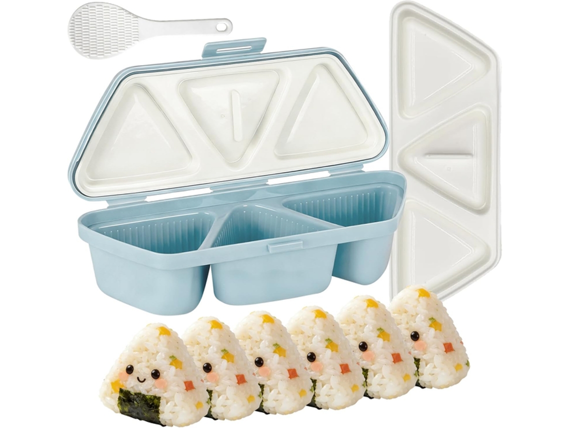Molde Para Bolas De Arroz – Molde Sushi Triangular – Máquina De Arroz 6 Em 1 – Para Marmitas E Piqueniques – Com Colher – Pp – Azul