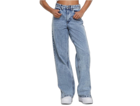Calças de Mulher URBAN CLASSICS Perna Larga Ganga Azul (28)