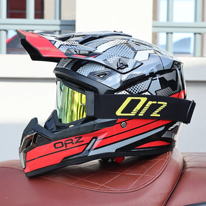 (m) Capacete De Motocross Com Viseira, Certificado Dot, Casco Em Abs, Resistente A Impactos.