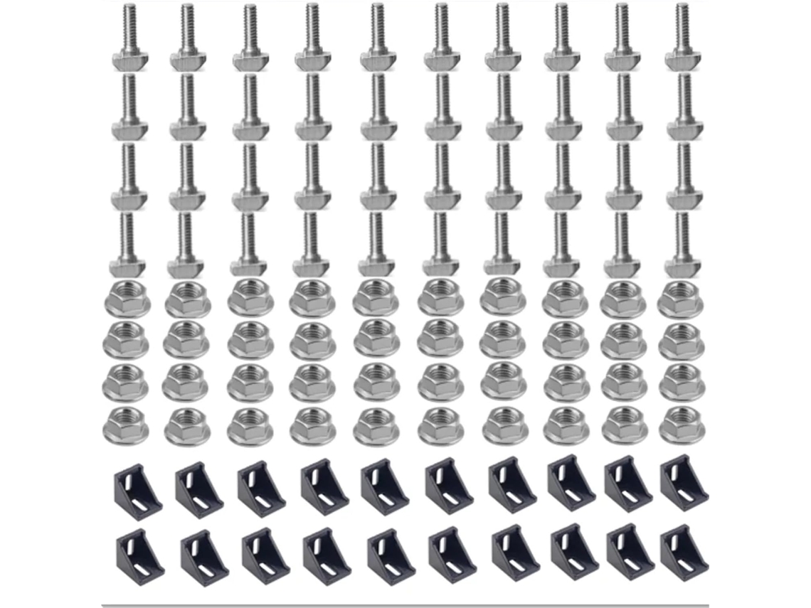 Conjunto De 20 Conectores Perfil Alumínio 4040 Com Suportes Canto,