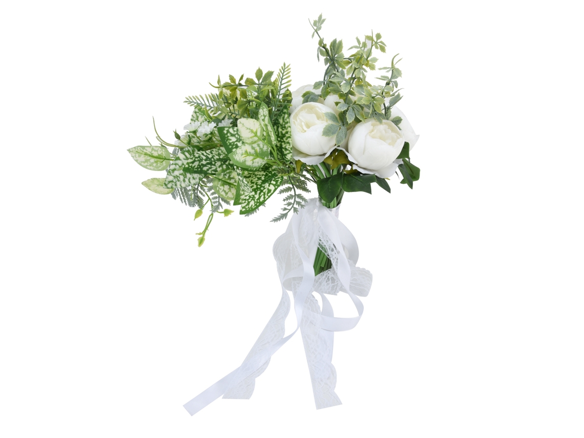 Buquê de Flores de Seda Artificial para Noiva, Casamento, Decoração, Simulação, Foto, Props, Branco com S/MARCA