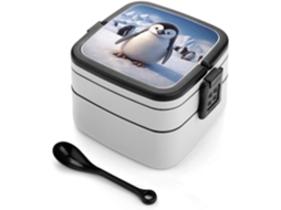 Cute Penguin1 Marmita Bento Retangular, Empilhável, À Prova De Vazamentos, Moderna E Minimalista, Com Duas Camadas