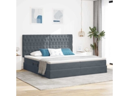 Vidaxl Cama De Armazenamento Led Com Colchão Cinzento-escuro