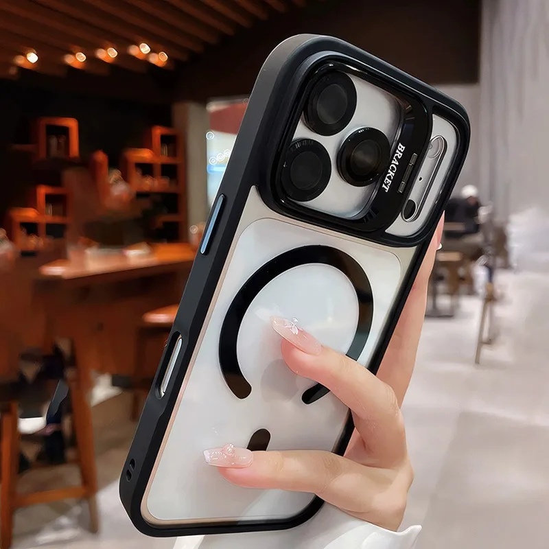 Capa Magnética Transparente Para Iphone (preta, Iphone 16)