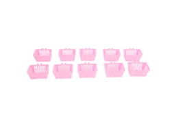 Mali 10pcs Cesta de Compras Miniatura de Casinha de Bonecas Plástica Rosa para Artesanato Diy Decoração