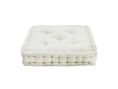 Pouf Estofado Em Veludo De Algodão Liso Creme 40x40 Thedecofactory