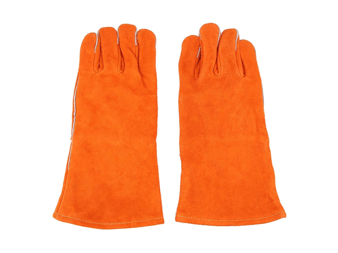 Luvas de soldagem em couro bovino fino para trabalho, proteção contra incêndio e equipamentos de segurança, 35 mm