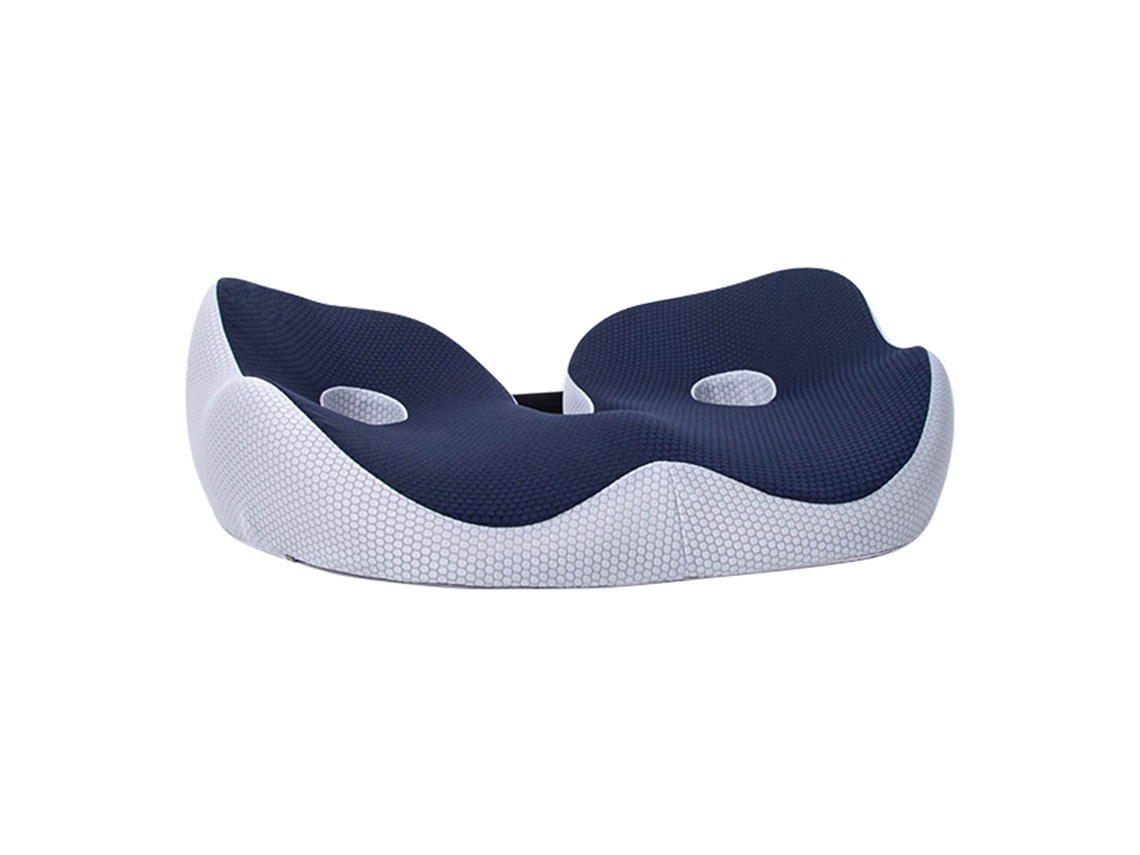 Almofada de Assento Curva Confortável Respirável com Fivela para Escritório Azul Escuro 48x39x14cm | S/MARCA