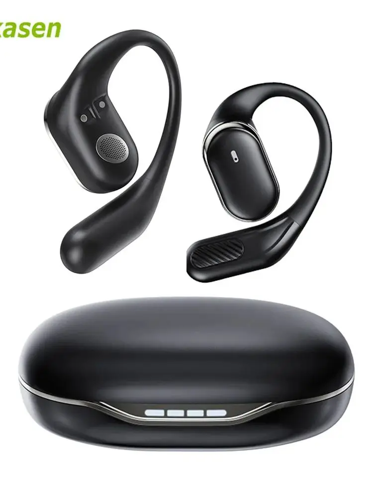Fones de Ouvido Sem Fio Bluetooth 5.4 com Design Aberto, Microfones Duplos, Ideais para Esportes com Condução de Ar. MDUG (preto)