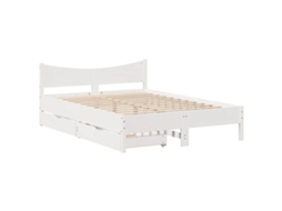 Estrutura de Cama com Gavetas 120x200 cm Pinho Maciço Branco MAISON EXCLUSIVE
