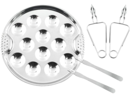Conjunto De 5 Peças Cabilock Em Aço Inoxidável Para Cozinhar Caracóis, Incluindo Bandejas, Prato, Garfo E Pinça Para