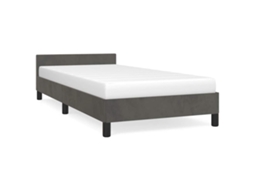 Estrutura De Cama Com Cabeceira Vidaxl Cinzeto Veludo (90x200cm)