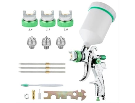Kit Pistola Pintura Alta Pressão Pneumática 3 Bicos Gravidade Brawdress