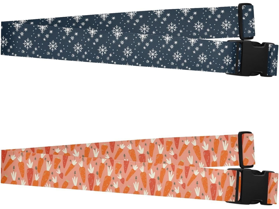 Conjunto De 2 Cintas Bagagem Ajustáveis Em Azul Marinho E Branco Com Estrelas Acessórios Viagem Criativos