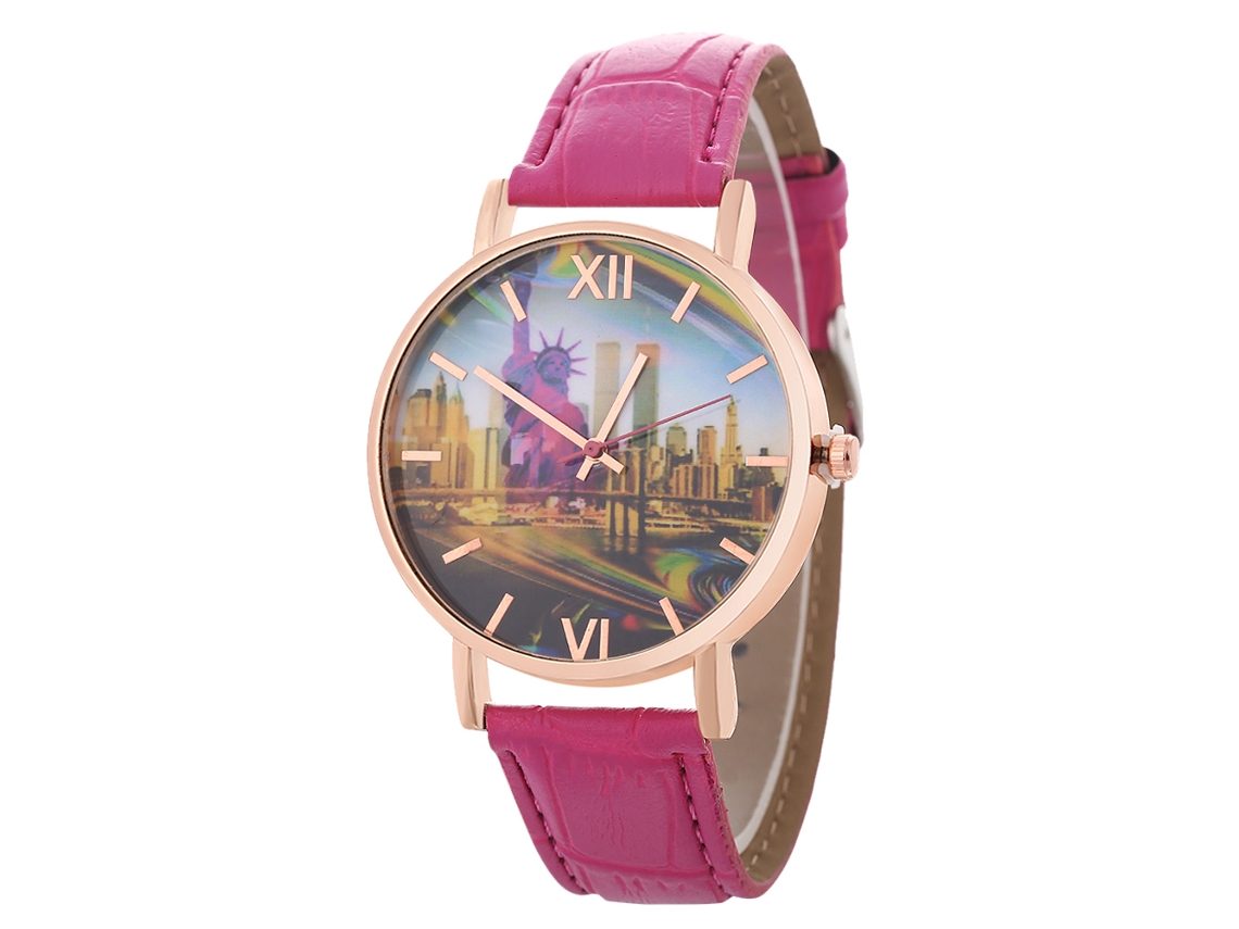 Reloj De Cuarzo Elegante Y Casual Unisex Para Parejas Regalo (rojo Rosa)