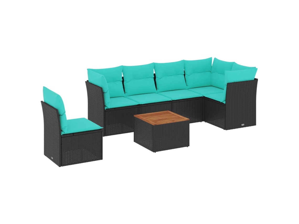 Maison Exclusive - 7 Pcs Conjunto De Sofás P/ Jardim C/ Almofadões Vime Pe Preto