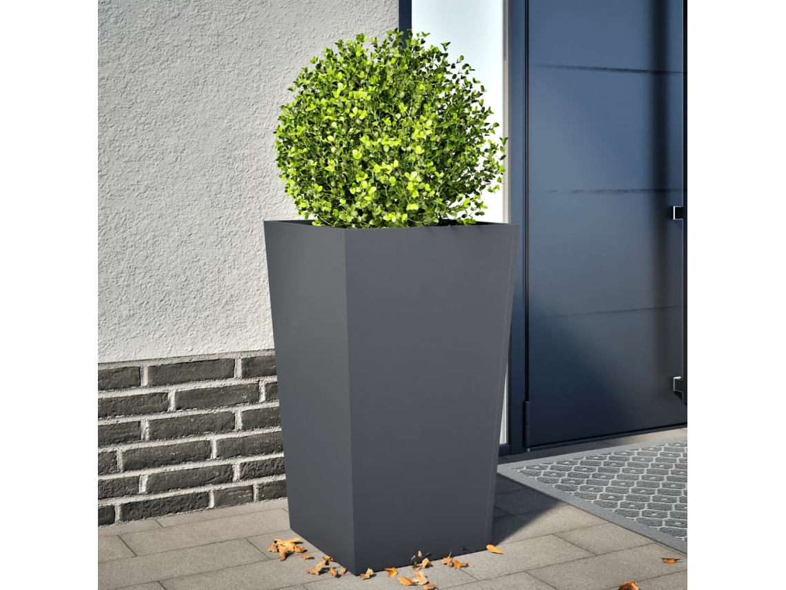 Vidaxl Vaso/floreira De Jardim 45x45x75 Cm Aço Antracite