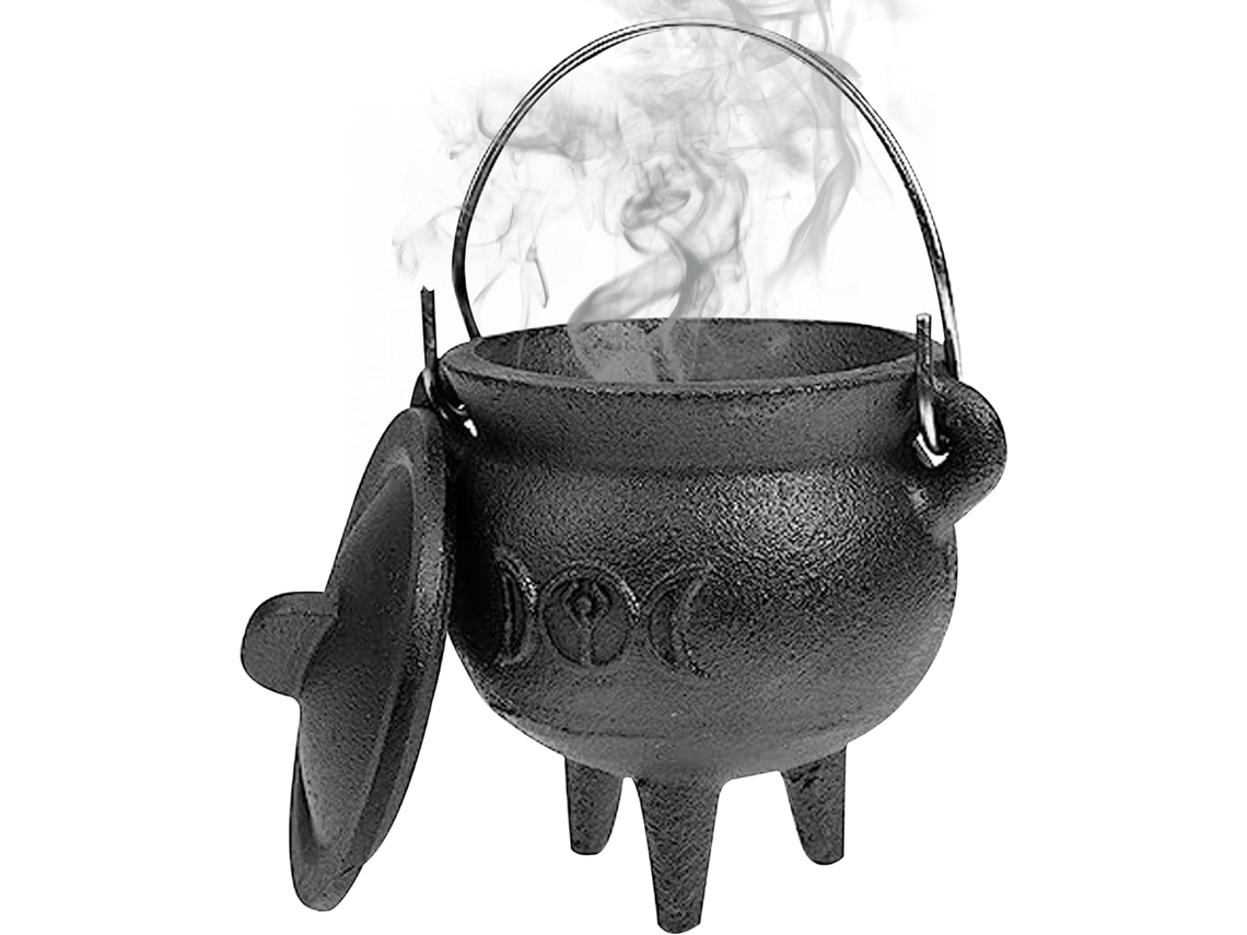 Caldeirão De Ferro Fundido Com Tampa E Alça, Decorativo Para O Halloween, Queimador De Incenso, Pote Para Lua