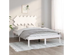 Vidaxl Estrutura De Cama Casal 135x190 Cm Madeira Maciça Branco