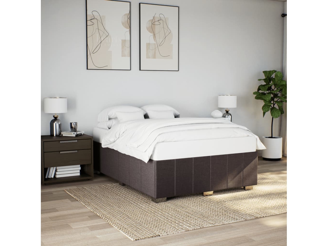 Vidaxl Estrutura De Cama Sem Colchão 140x190 Cm Tecido Castanho-escuro