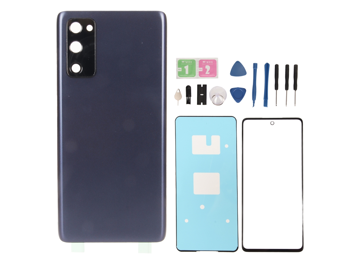 Capa Traseira Vidro e Lente Frontal Galaxy Fe 5g G781 Azul