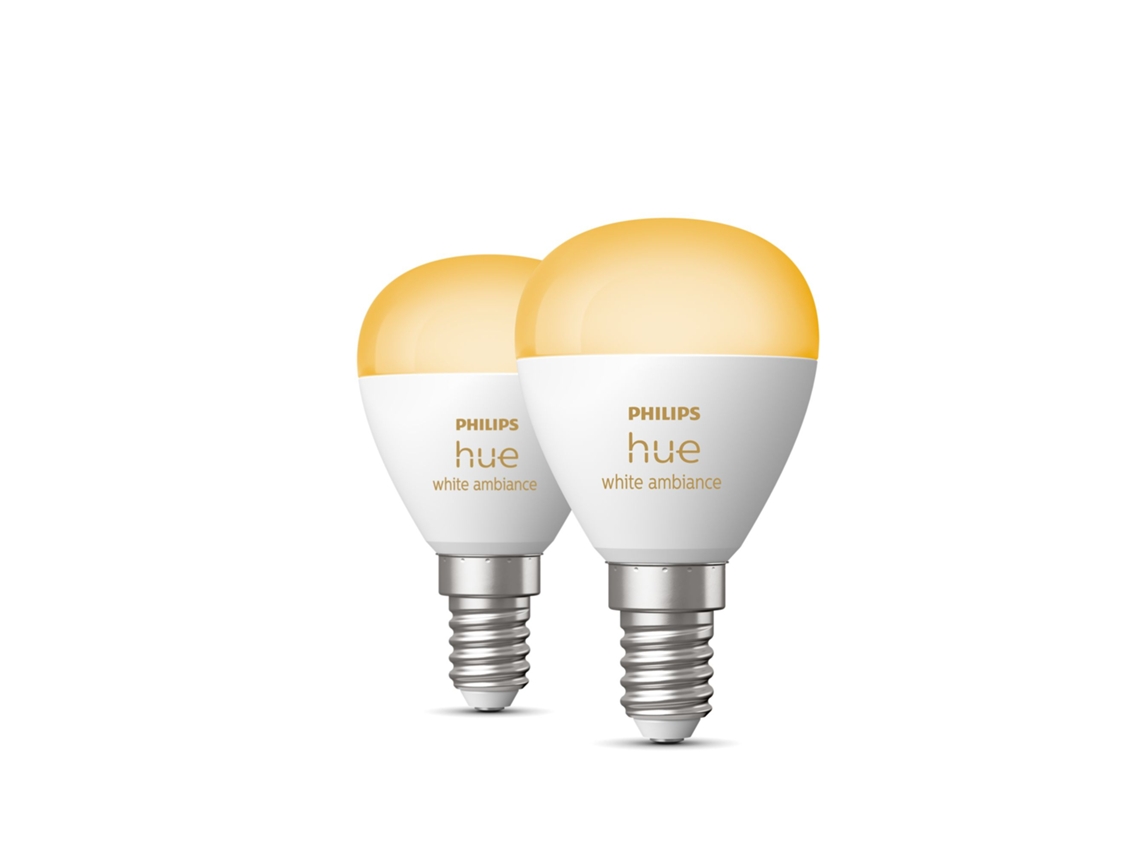 Philips Luz Ambiente Branca Hue Esférica – Lâmpada Inteligente E14 Pacote de 2 PHILIPS