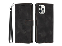 Capa Para Iphone 14 Pro Max Pele Sintética Preto