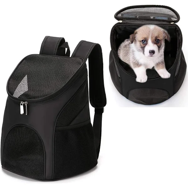 Mochila AQUAFORGE para Cães e Gatos, Malha, Ventilável, Preta
