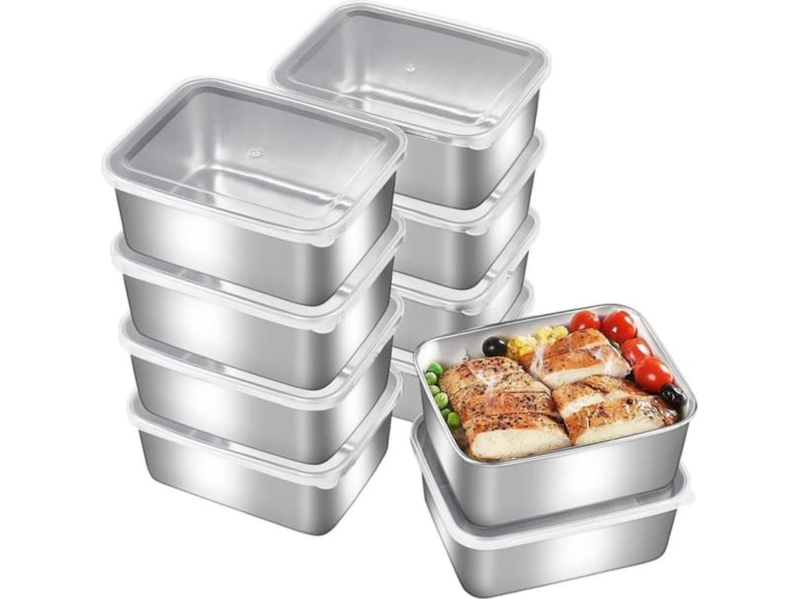 Conjunto De 3 Lancheiras De Aço Inoxidável Com Tampas, Capacidade De 580 Ml, Recipientes Herméticos Para Alimentos, Ideais Para Geladeira