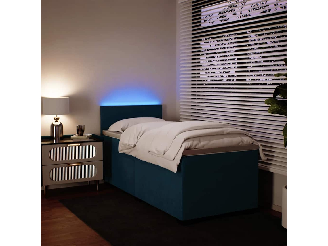 Vidaxl Cama Boxspring Com Colchão 100x200 Cm Veludo Azul