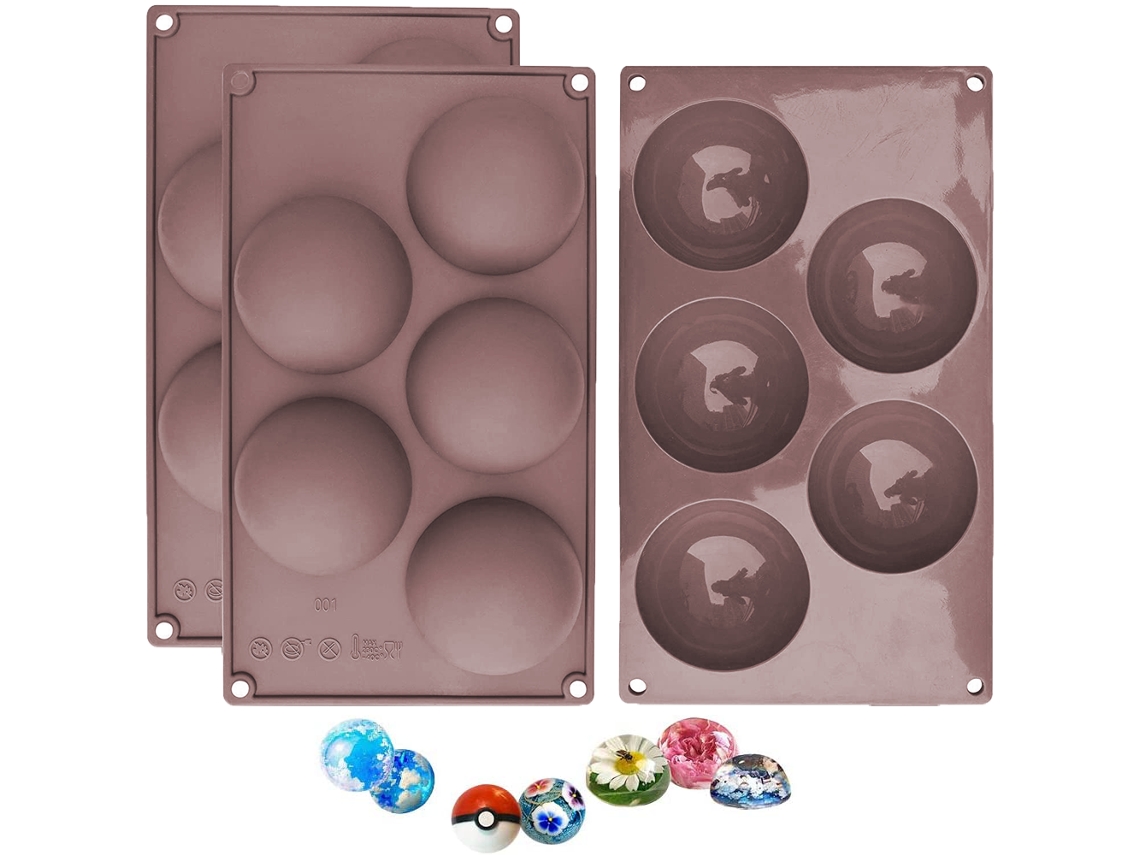 Moldes De Silicone Flexíveis Para Criações De Semi Esferas Grandes, Moldes De Cozimento Reutilizáveis Com Superfície Antiaderente, Resistentes Ao Calo