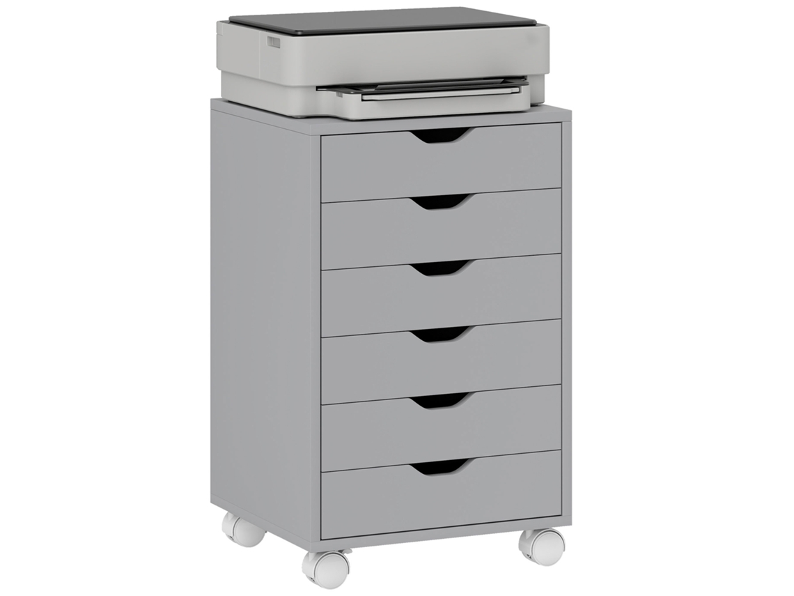 Bloco de Gavetas Melamina de Madeira Cor Cinzento 40x35x63 cm Homcom