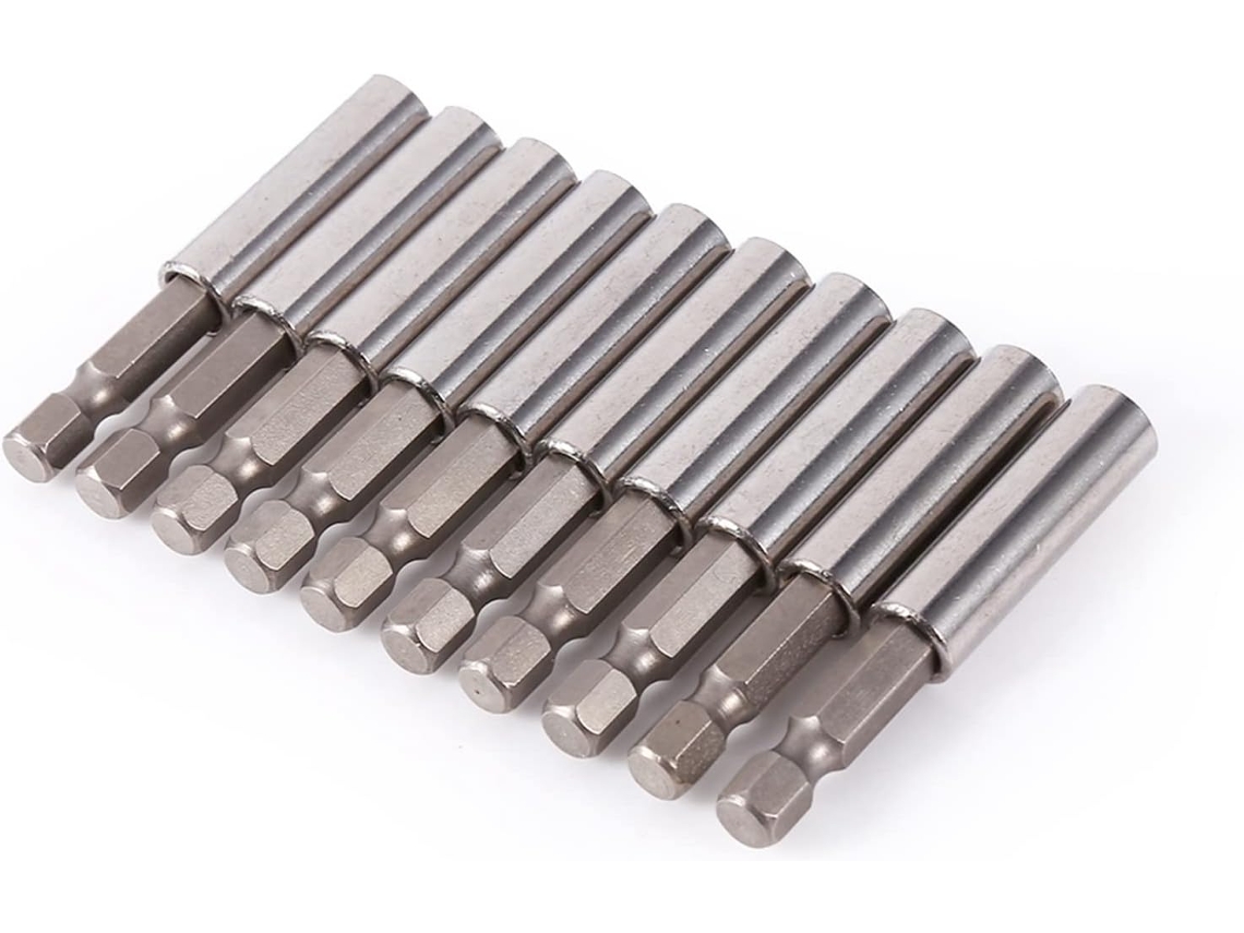 Extensão Para Bits E Brocas, Conjunto De 10, Encaixe Hexagonal De 1/4"