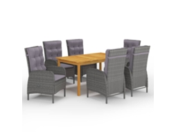Vidaxl 7 Pcs Conjunto De Jantar Para Jardim Cinzento