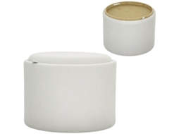 Banco de Armazenamento LYYTUNG Redondo com Tampa, Acolchoado para Sala, Mesa de Centro com Acabamento em Corda (56x56x42 cm)