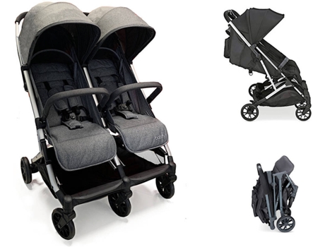 Carrinho de Bebé Gémeos  Color Soft Grey Cinzento (80 x 76 x 105 cm)