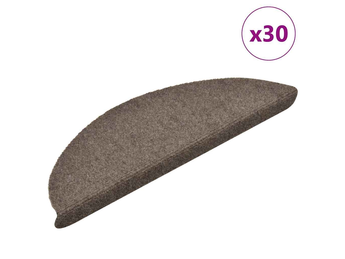 Vidaxl Tapetes De Escada Autoadesivos 30 Peças 56x17x3 Cm Bege Semicircular
