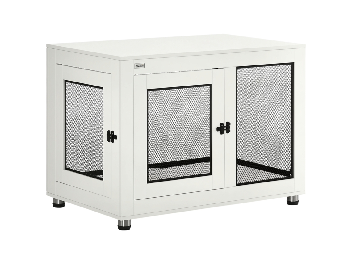 Caixa para Cães, Incluindo Tapete Macio, 2 Portas, 2 Portas, Trancável, Aço, Branco, 94 X 60 X 71,5 Cm pt
